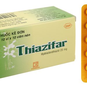 Thiazifar 25mg trị tăng huyết áp, phù do tim, do thận, gan (10 vỉ x 10 viên)