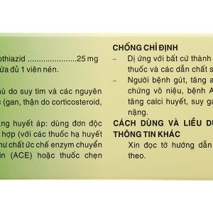 Thiazifar 25mg trị tăng huyết áp, phù do tim, do thận, gan (10 vỉ x 10 viên)