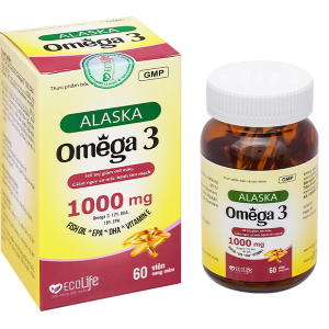 Dầu cá Ecolife Alaska Omega 3 hỗ trợ giảm mỡ máu, giảm nguy cơ bệnh tim mạch hộp 60 viên