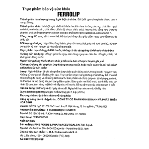 Bột Ferrolip bổ sung sắt cho cơ thể, giảm nguy cơ thiếu máu do thiếu sắt hộp 20 gói x 1.8g