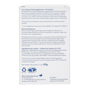 Men vi sinh Optibac Babies & Children bổ sung lợi khuẩn cho đường ruột hộp 30 gói