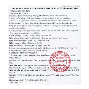 Vitatree Sheep Placenta 60000mg giúp hạn chế lão hóa da lọ 60 viên