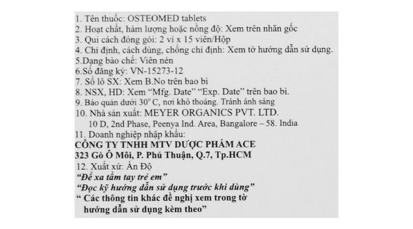 Osteomed bổ sung canxi, magie, kẽm và vitamin D3 (2 vỉ x 15 viên)