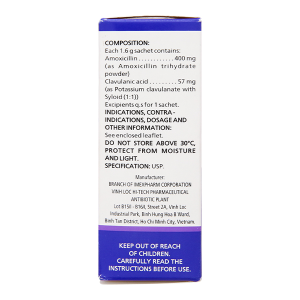 Bột pha hỗn dịch uống Lanam SC 400mg/57mg trị nhiễm khuẩn (12 gói x 1,6g)