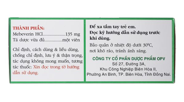 OpeVerin 135mg trị hội chứng ruột kích thích (5 vỉ x 10 viên)