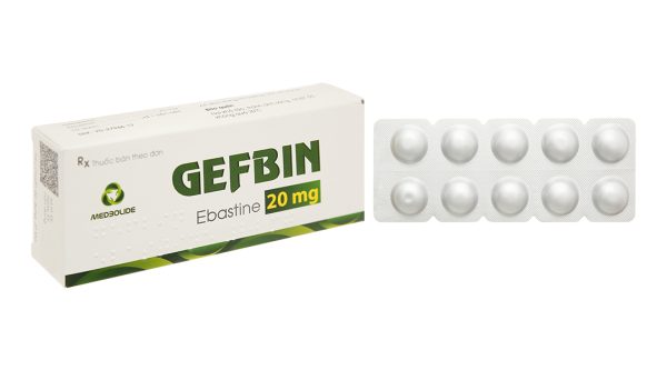 Gefbin 20mg trị viêm mũi dị ứng, nổi mày đay vô căn mạn tính (3 vỉ x 10 viên)