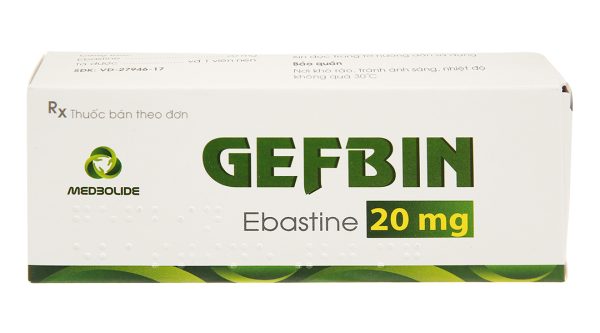 Gefbin 20mg trị viêm mũi dị ứng, nổi mày đay vô căn mạn tính (3 vỉ x 10 viên)