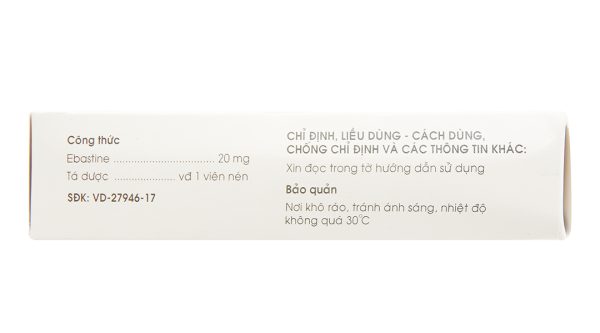 Gefbin 20mg trị viêm mũi dị ứng, nổi mày đay vô căn mạn tính (3 vỉ x 10 viên)