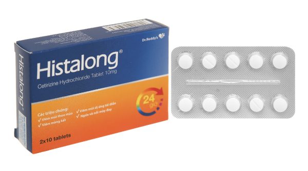 Histalong 10mg trị viêm mũi dị ứng, mề đay (2 vỉ x 10 viên)