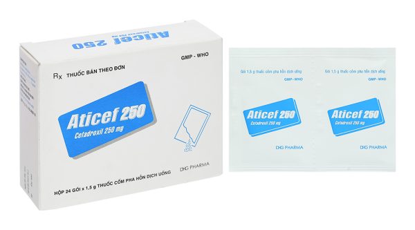 Cốm pha hỗn dịch Aticef 250mg trị nhiễm khuẩn, nhiễm trùng (24 gói x 1.5 g)