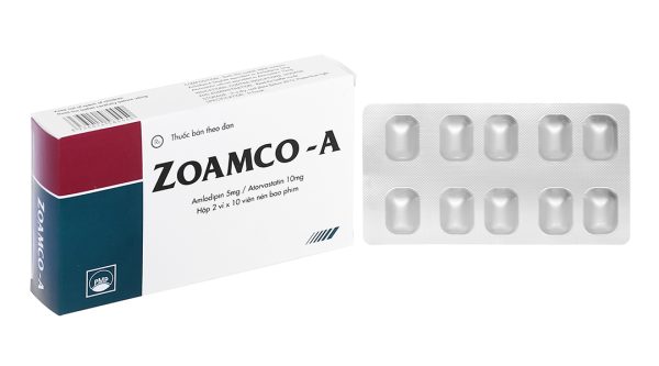 Zoamco-A 5mg/10mg trị tăng huyết áp và phòng đau thắt ngực ổn định (2 vỉ x 10 viên)