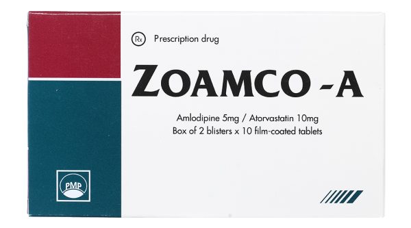 Zoamco-A 5mg/10mg trị tăng huyết áp và phòng đau thắt ngực ổn định (2 vỉ x 10 viên)