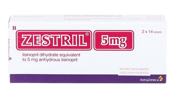 Zestril 5mg trị tăng huyết áp, suy tim (2 vỉ x 14 viên)