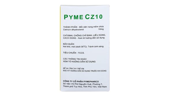 Pyme CZ10 trị viêm mũi dị ứng, mày đay (10 vỉ x 10 viên)