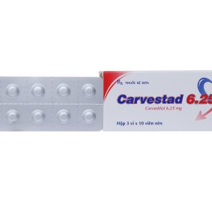 Carvestad 6.25 trị tăng huyết áp, đau thắt ngực (3 vỉ x 10 viên)