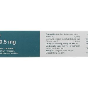 Entecavir Stella 0.5mg kháng virus, trị viêm gan B (3 vỉ x 10 viên)