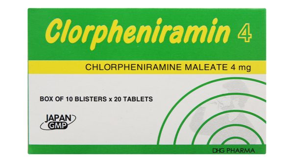 Clorpheniramin 4 DHG Pharma trị viêm mũi dị ứng, mày đay (10 vỉ x 20 viên)
