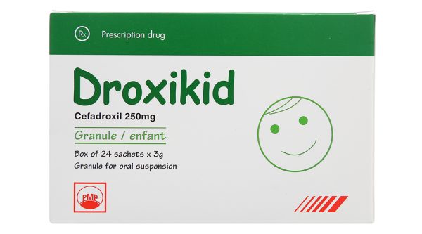 Cốm pha hỗn dịch uống Droxikid 250mg trị nhiễm khuẩn đường tiết niệu (24 gói x 3g)