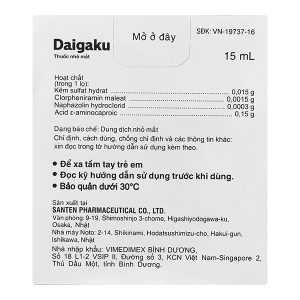 Dung dịch nhỏ mắt Daigaku trị mỏi mắt, sung huyết kết mạc lọ 15ml