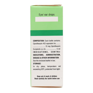 Dung dịch nhỏ mắt, tai Ciprofloxacin 0.3% Bidiphar trị nhiễm khuẩn mắt, tai lọ 5ml