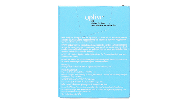Dung dịch nhỏ mắt Optive UD giảm kích ứng mắt, khô mắt (30 ống x 0.4ml)