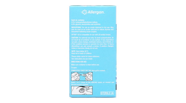 Dung dịch nhỏ mắt Optive UD giảm kích ứng mắt, khô mắt (30 ống x 0.4ml)