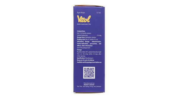 Thuốc nhỏ mắt Vitol 0.18% giảm khô mắt lọ 12ml