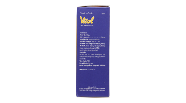 Thuốc nhỏ mắt Vitol 0.18% giảm khô mắt lọ 12ml