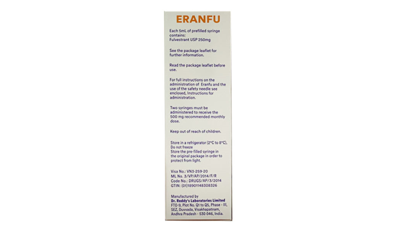 Thuốc tiêm Eranfu 250mg/5ml điều trị ung thư vú ở phụ nữ sau mãn kinh (2 bơm tiêm x 5ml)