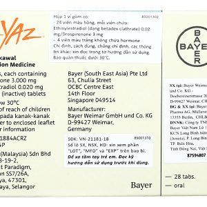 Yaz thuốc tránh thai hằng ngày, trị mụn (1 vỉ x 28 viên)