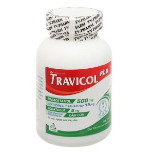 Travicol Flu trị các chứng cảm cúm lọ 100 viên