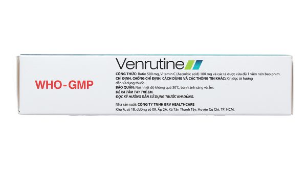 Venrutine trị trĩ, xuất huyết dưới da, vết bầm máu, suy tĩnh mạch (3 vỉ x 10 viên)
