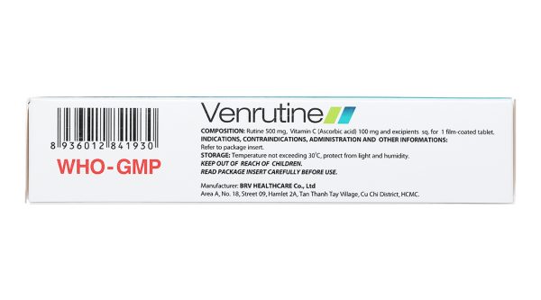 Venrutine trị trĩ, xuất huyết dưới da, vết bầm máu, suy tĩnh mạch (3 vỉ x 10 viên)