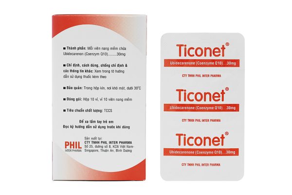 Ticonet 30mg hỗ trợ duy trì sức khỏe tim mạch (10 vỉ x 10 viên)