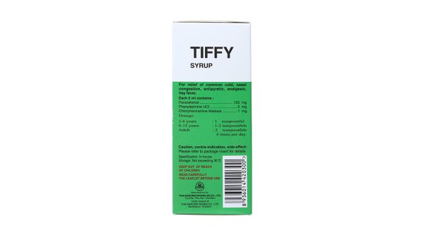 Tiffy Syrup làm giảm các triệu chứng cảm chai 30ml