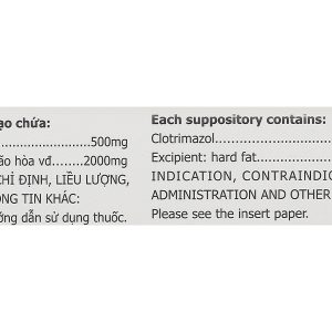 Viên đặt âm đạo Timbov 500mg điều trị viêm âm đạo do vi khuẩn, nấm (1 vỉ x 3 viên)