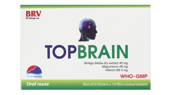 Topbrain giúp tăng tuần hoàn máu, cải thiện thiểu năng tuần hoàn não (6 vỉ x 10 viên)