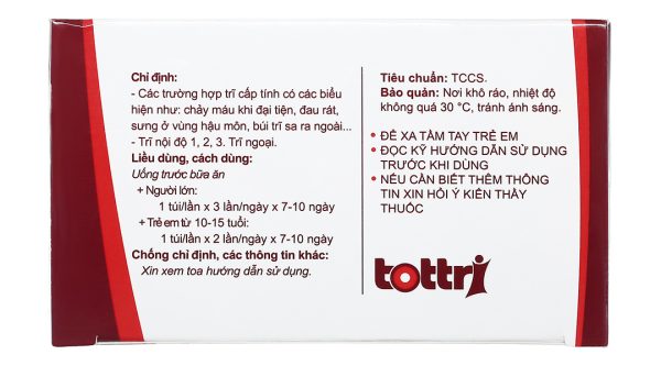 Viên hoàn cứng Tottri phòng và trị trĩ (15 gói x 5g)