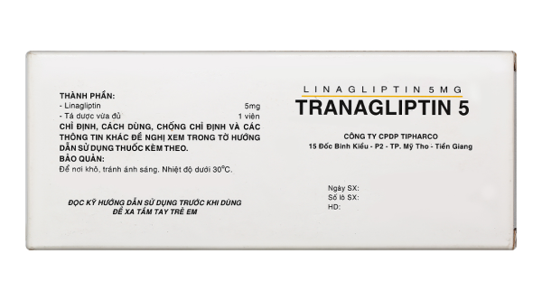 Tranagliptin 5 trị đái tháo đường tuýp 2 (3 vỉ x 10 viên)