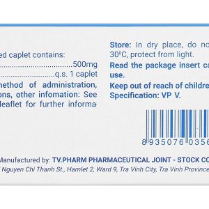 Travicol 500mg giảm đau, hạ sốt (10 vỉ x 10 viên)