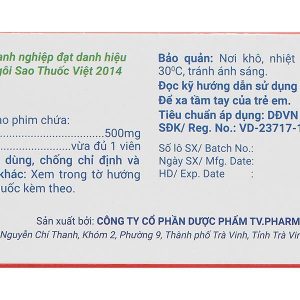 Travicol 500mg giảm đau, hạ sốt (10 vỉ x 10 viên)
