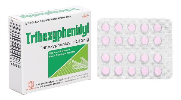 Trihexyphenidyl 2mg trị phụ trợ hội chứng Parkinson (5 vỉ x 20 viên)