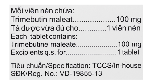 Trimeboston 100mg trị rối loạn chức năng đường tiêu hóa và ống mật (5 vỉ x 10 viên)