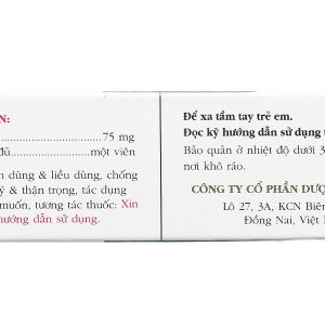 Trinopast 75 trị động kinh, đau dây thần kinh (2 vỉ x 7 viên)