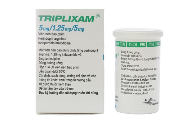 Triplixam 5mg/1.25mg/5mg trị tăng huyết áp hộp 30 viên