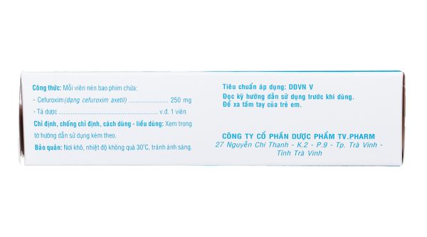 TV.Cefuroxime 250mg trị nhiễm khuẩn thể nhẹ đến vừa (2 vỉ x 10 viên)