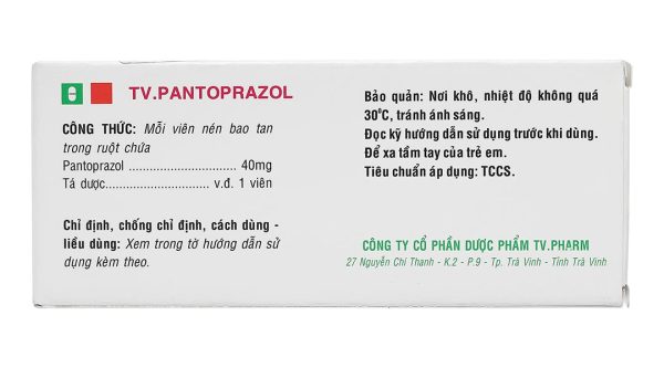 TV. Pantoprazol 40mg điều trị loét dạ dày, tá tràng (3 vỉ x 10 viên)