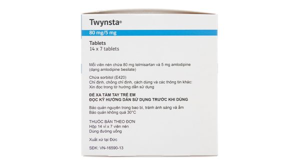 Twynsta 80mg/5mg trị tăng huyết áp (14 vỉ x 7 viên)