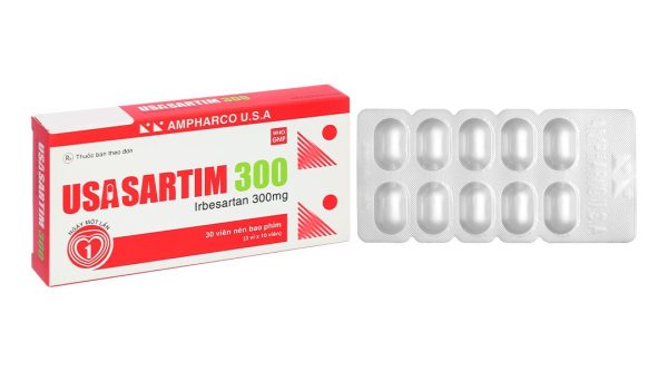 Usasartim 300mg trị tăng huyết áp, bệnh lý thận trên bệnh nhân đái tháo đường type 2 (3 vỉ x 10 viên)