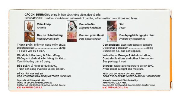 Sosdol 25mg giảm đau, kháng viêm xương khớp (3 vỉ x 10 viên)